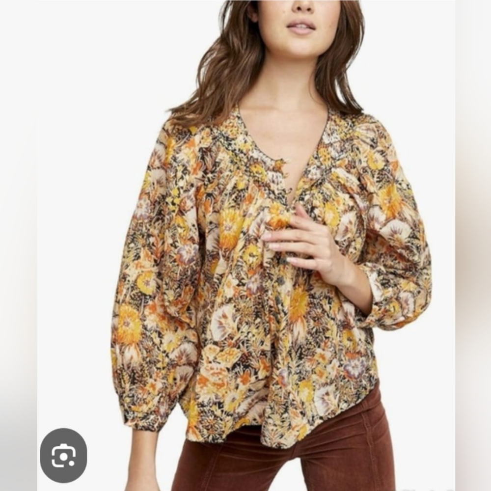 Free People We the Free Cool Meadow Printed Top Women's Size M